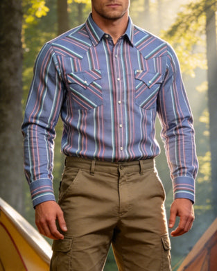 Men's Collared Pocket Plaid Shirt