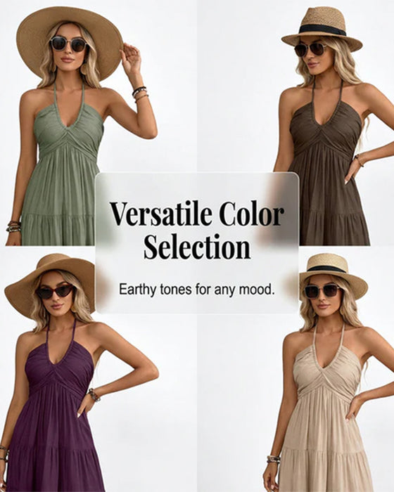 Halter Bandeau Multi-Layer Ruffle Dress