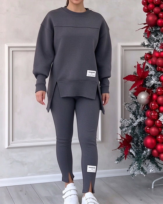 Printed Sweatshirt And Sweatpants Set