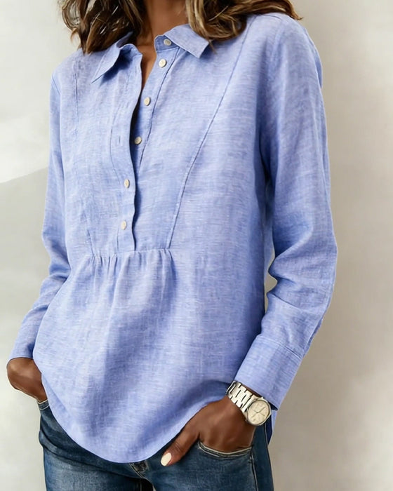 Open-Front Solid Color Lapel Blouse