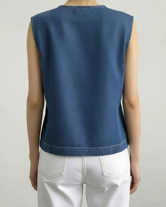 Asymmetric Tie Denim Tank Top