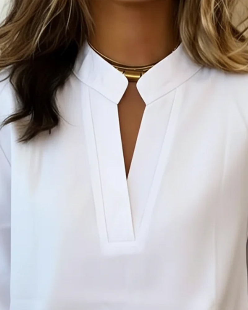 100% Cotton V-neck Three-quarter Sleeve Top