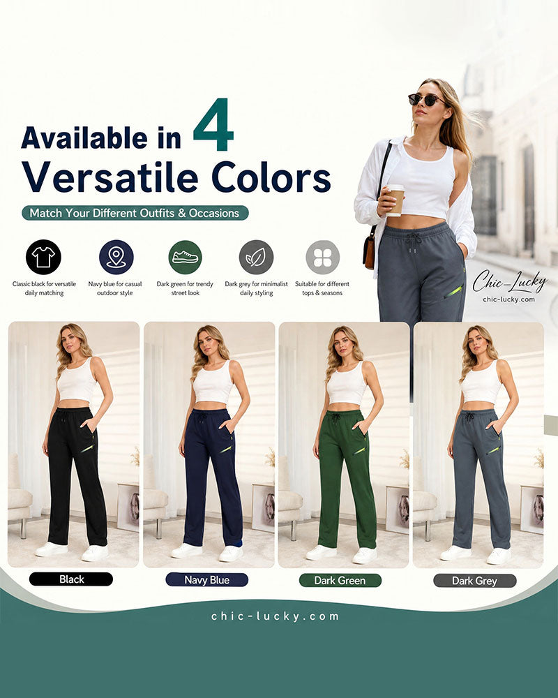 Zip Pocket Straight-Leg Pants