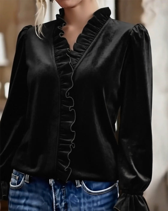 Ruffled Velvet Elegant Top