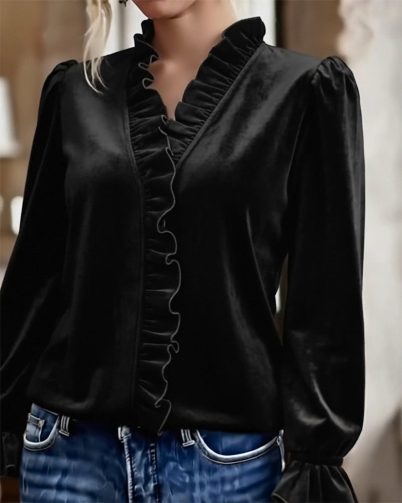 Ruffled Velvet Elegant Top