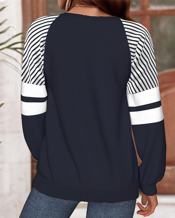 Christmas Letter Printed Round Neck Sweatshirt