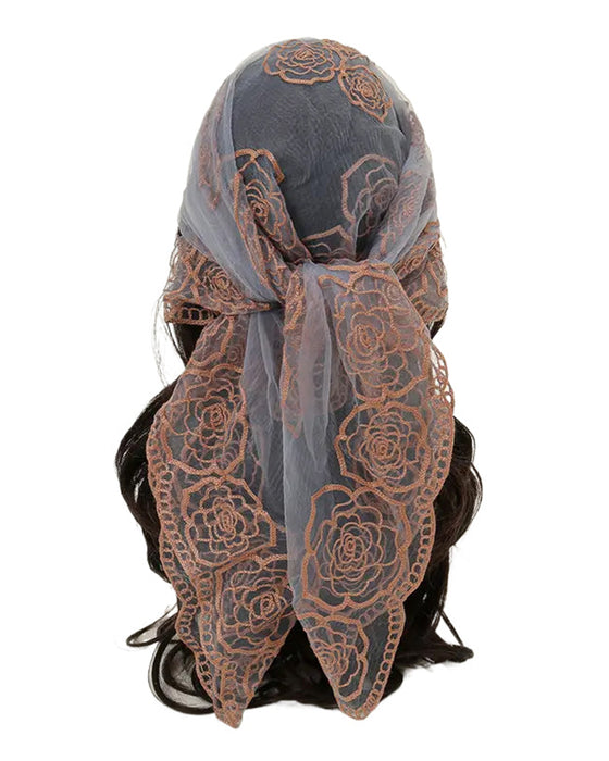 Floral Mesh Scallop Design Bandana
