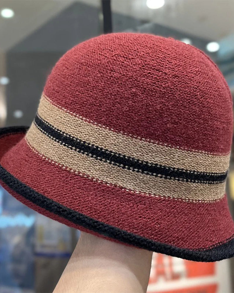 Women's Foldable Striped Cloche Bucket Hat