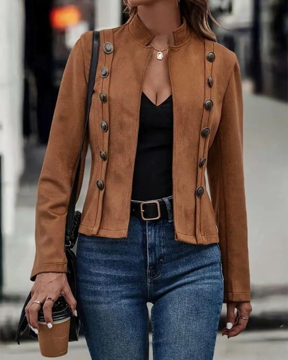 Stylish double-breasted solid color coat