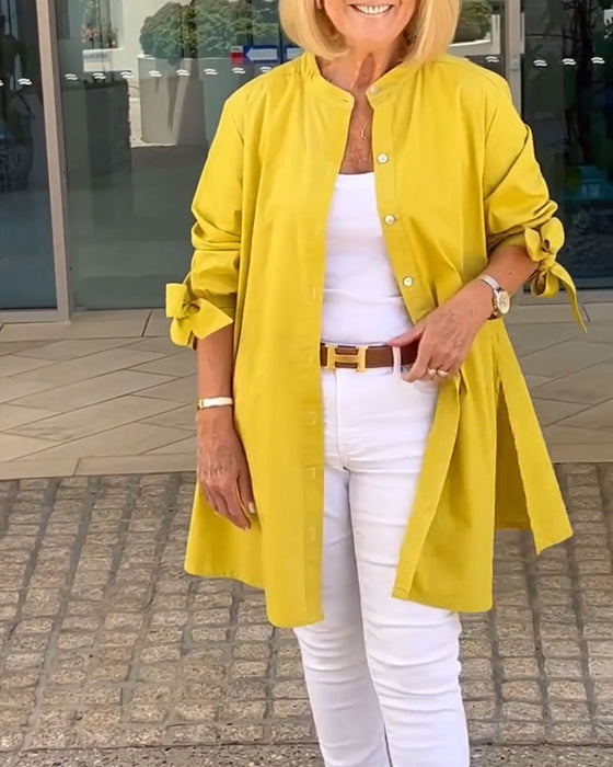 Solid Color Casual Long Sleeve Shirt