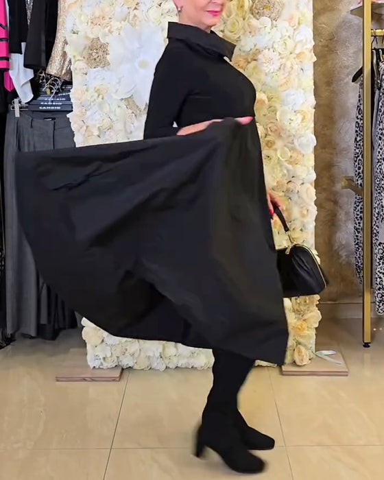 Fashionable Street Solid A-line Dress