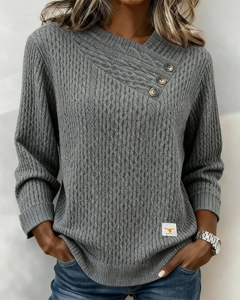 Casual Long-Sleeved Solid Color Sweatshirt