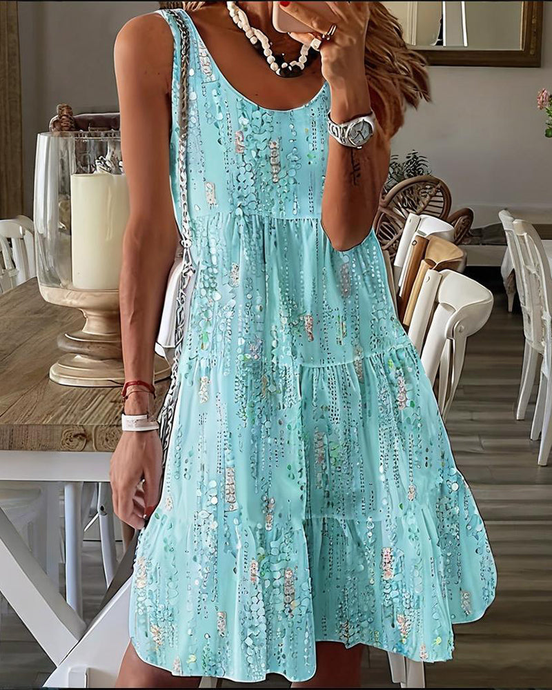 Sleeveless Printed A-Line Dress