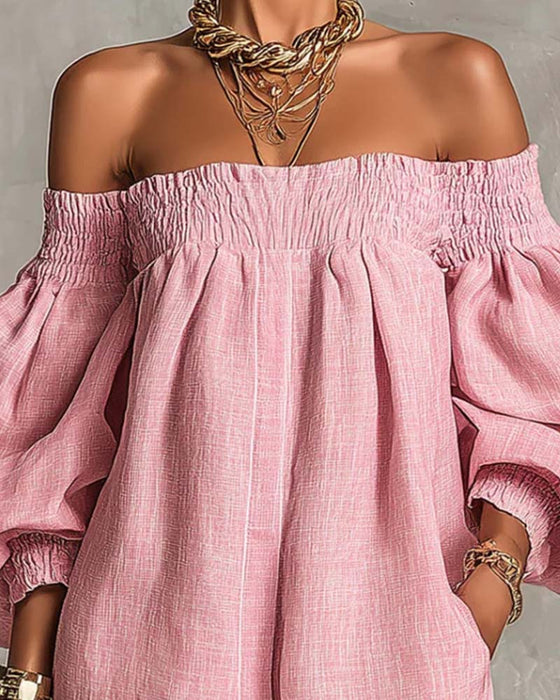 Bandeau Elastic Puff Sleeve Dress