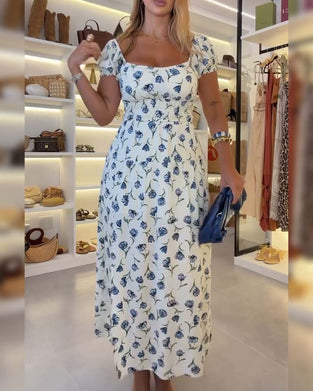 Suspender Slit Floral Dress