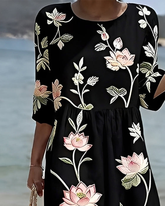 Floral Round Neck Dress