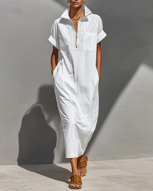 Lapel Zipper Pocket Dress