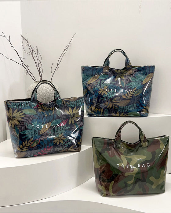 Women's Camo And And Leaf Print Tote Bag