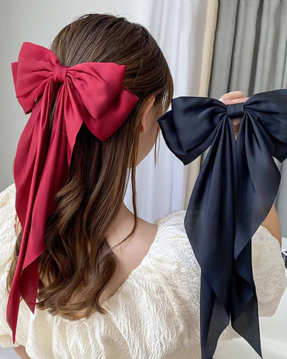🔥Large Bow Hair Clip for Women – Wedding & Everyday Ponytail Accessory with Long Tail