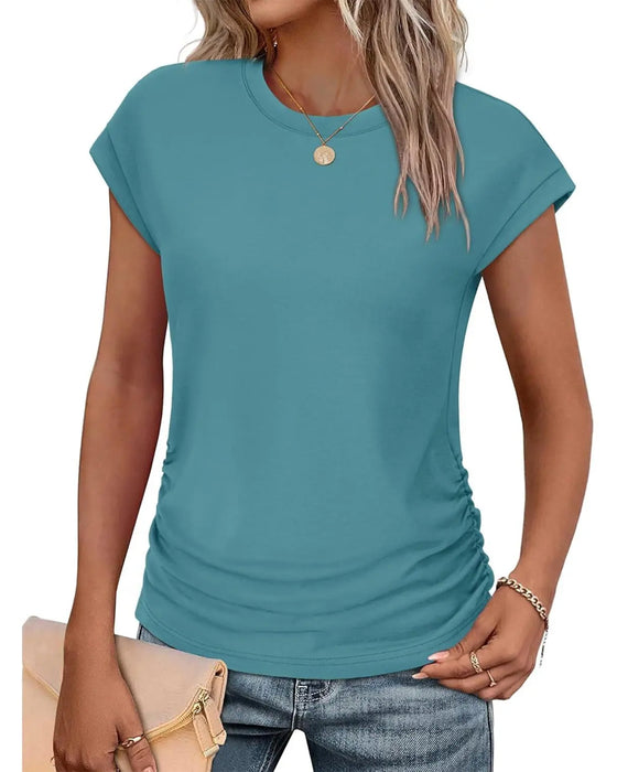 Side Shirring Short Sleeve T-Shirt