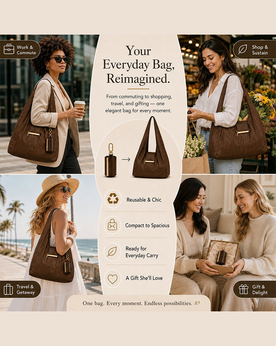 Charm Transformable Bag – Stylish Vegan Leather Tote & Keychain Charm