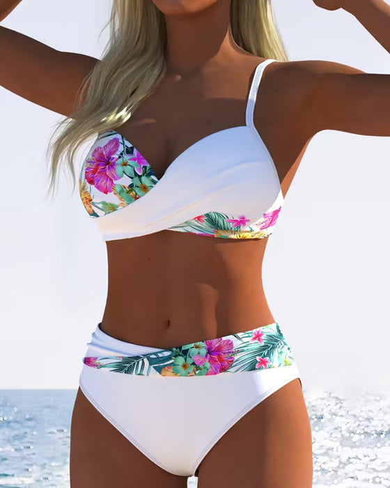 Bralette Style Contrast Print Bikini