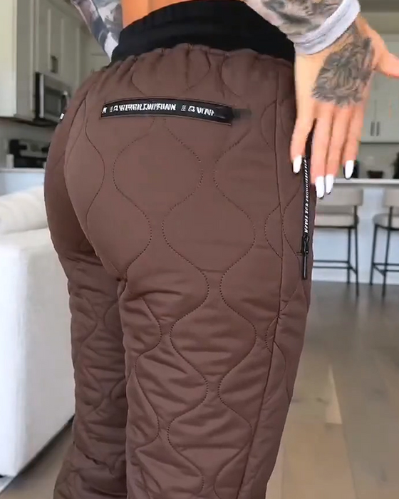 Quilted Hemmed Cotton Pants