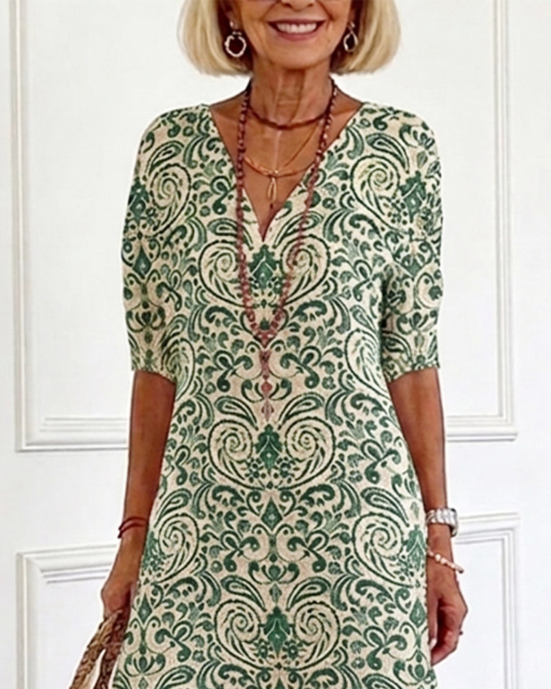 Vintage Floral V-Neck Maxi Dress