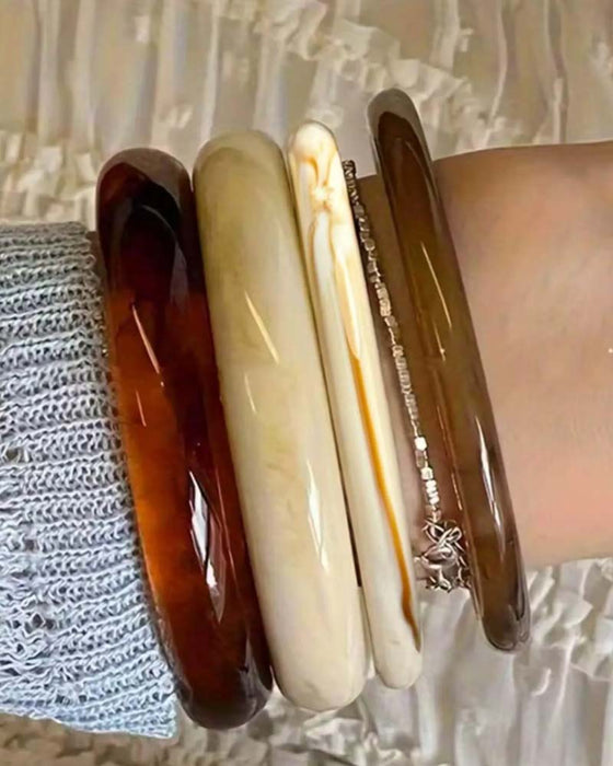 Vintage Resin Amber Acrylic Bangles Set