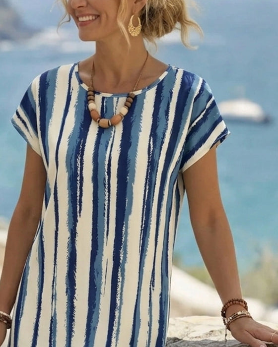 Vertical Stripe Shift Dress