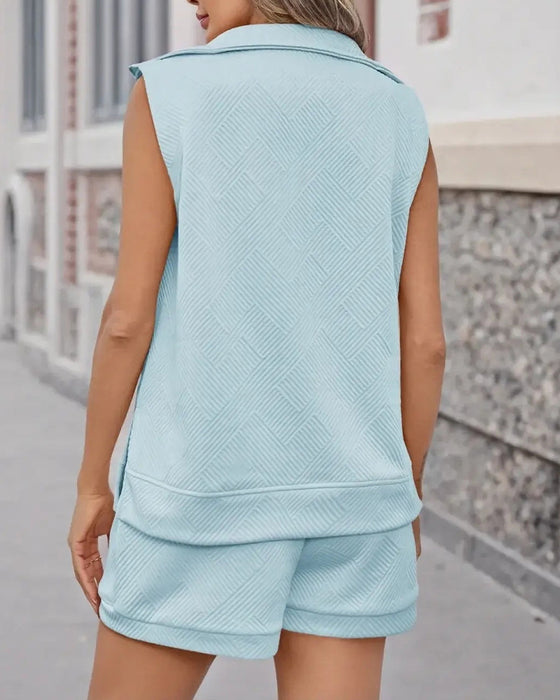 Half-Zip Top and Shorts Two-Piece Set