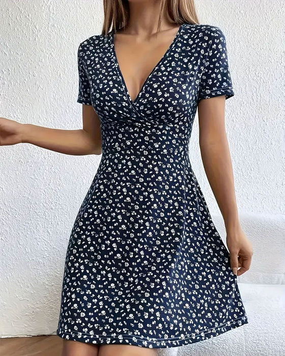 Floral V-Neck Casual Dress