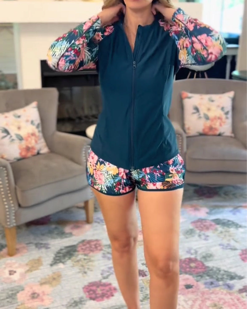 Sunscreen Three-Piece Tankini Set