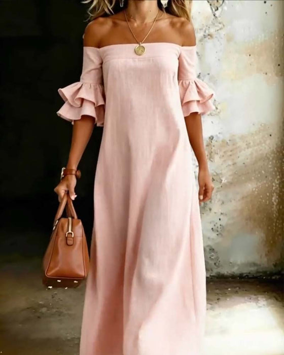 One Shoulder Ruffled Long Dress