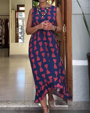 Printed Sleeveless Irregular Dress