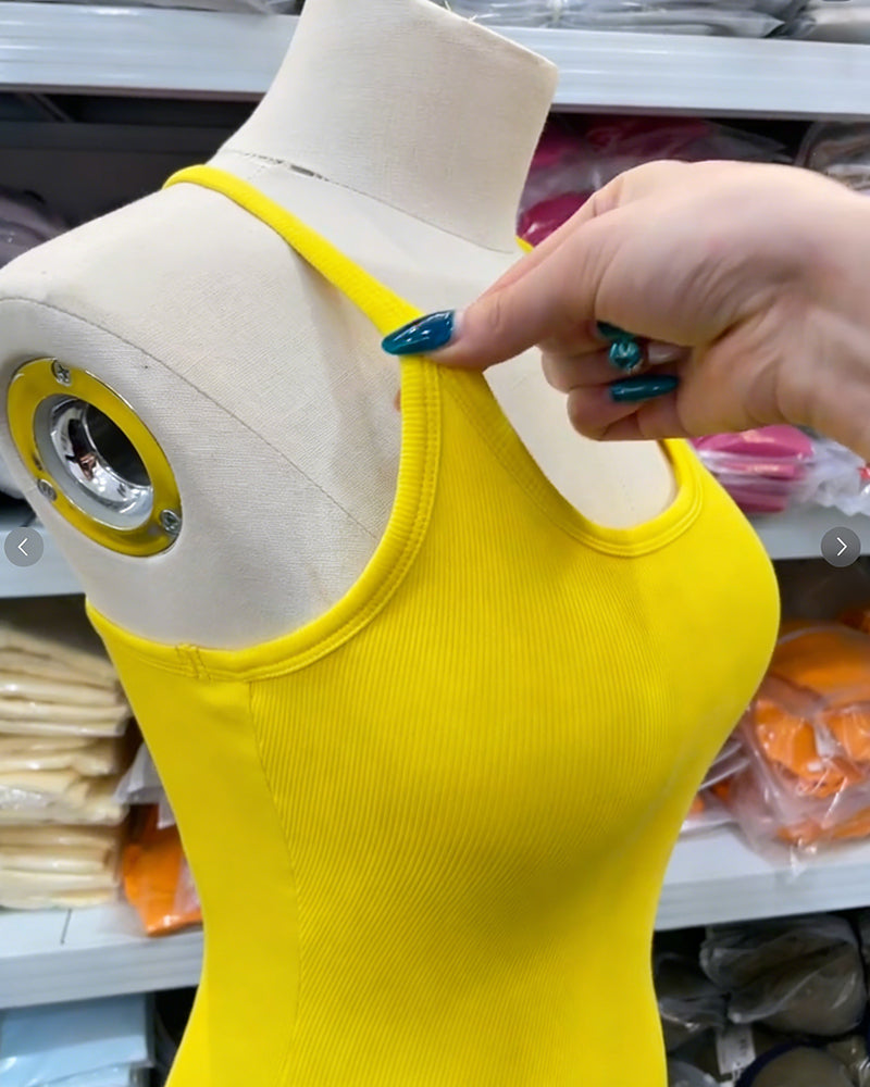 Plus-Size Racerback Tank Top with Built-in Bra