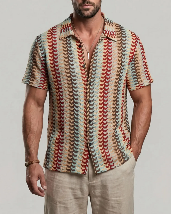 Colorful Hollow-Out Breathable Short-Sleeve Shirt