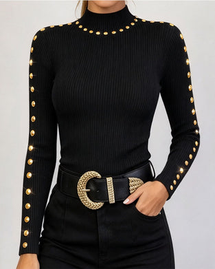 Half Turtleneck Pitted Button Top