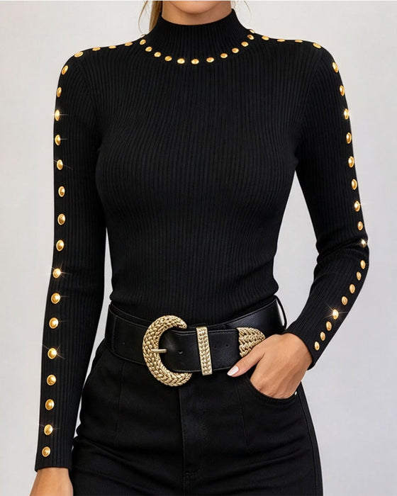 Half Turtleneck Pitted Button Top