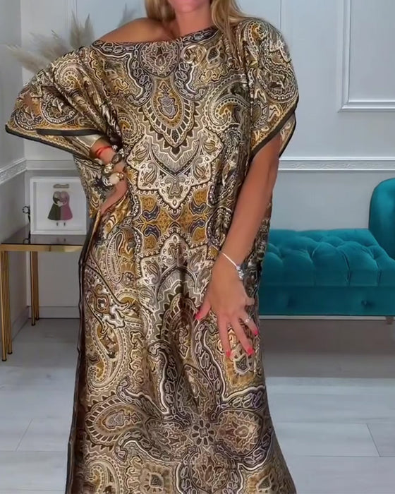 One-Shoulder Asymmetric Off-Shoulder Vacation Maxi Dress