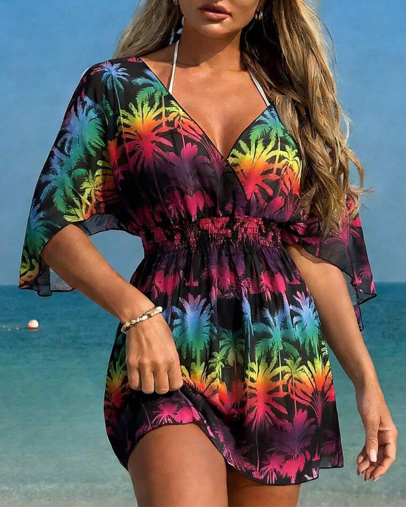 Rainbow Print Beach Cover-up