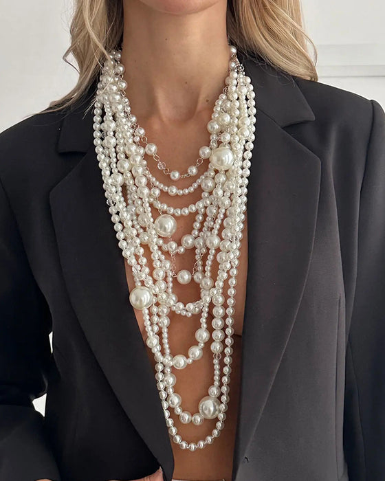 Multi-Layer Long Pearl Necklace