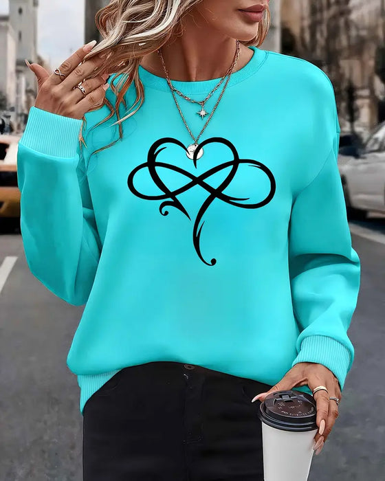 Casual Long Sleeve Printed Crewneck Sweatshirt