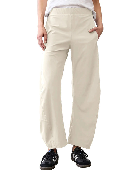 Solid Color Hanging Pocket Cropped Pants