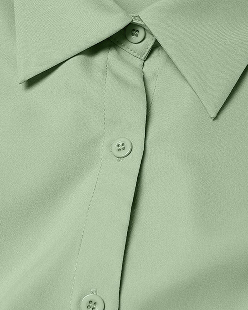 A-Line Tie High Waist Button Dress