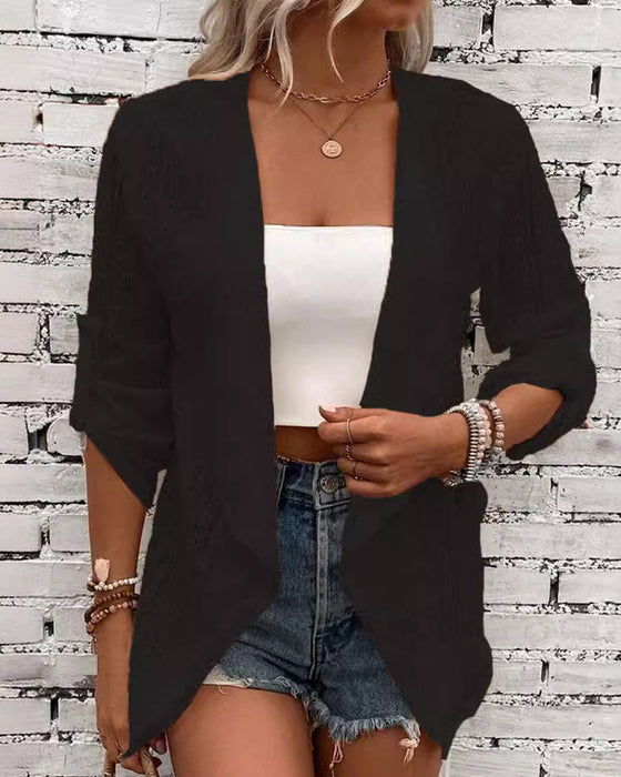 Simple solid color elegant cardigan