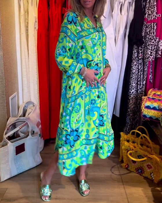 Loose printed pocket dress