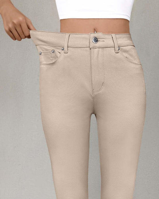 Women's Pocket Solid Skinny Casual Pant