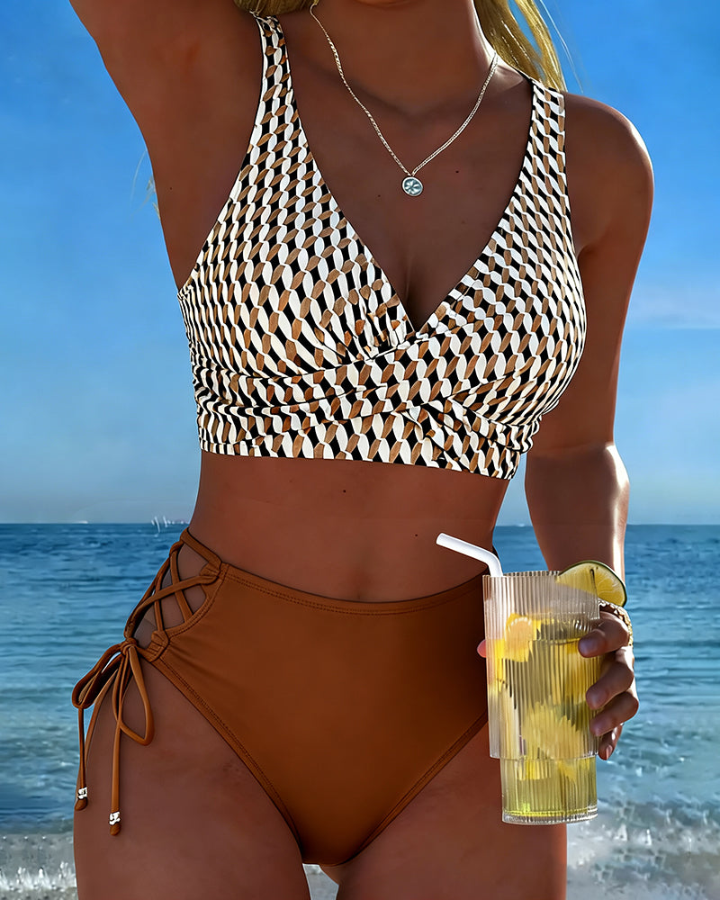 Geometric Print Tie Bikini