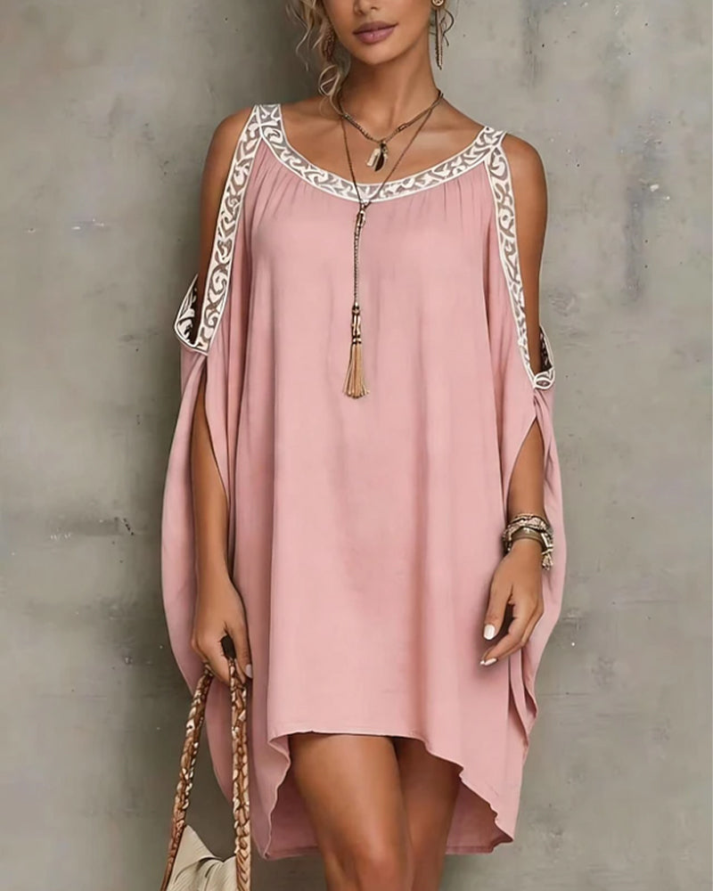 Casual Cold Shoulder Irregular Dress